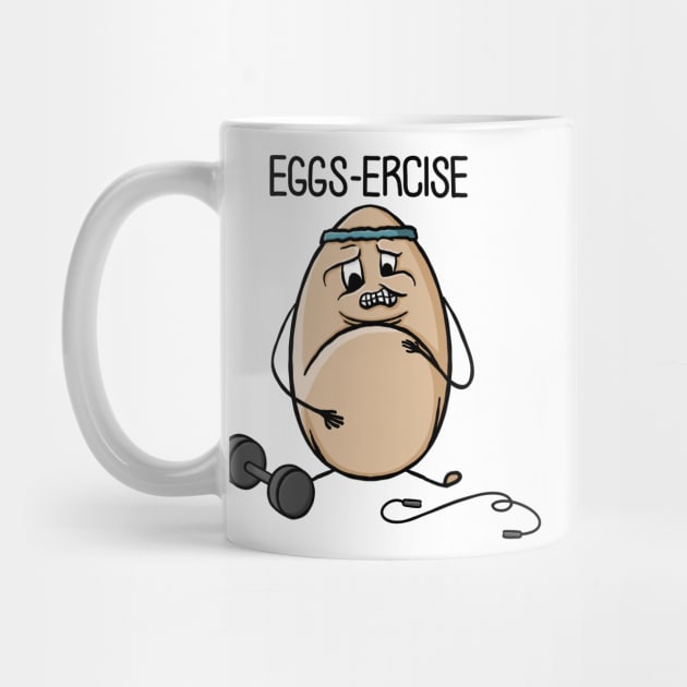 Eggs-ercise Funny Egg Pun, bad jokes cartoon doodle Digital Illustration by AlmightyClaire